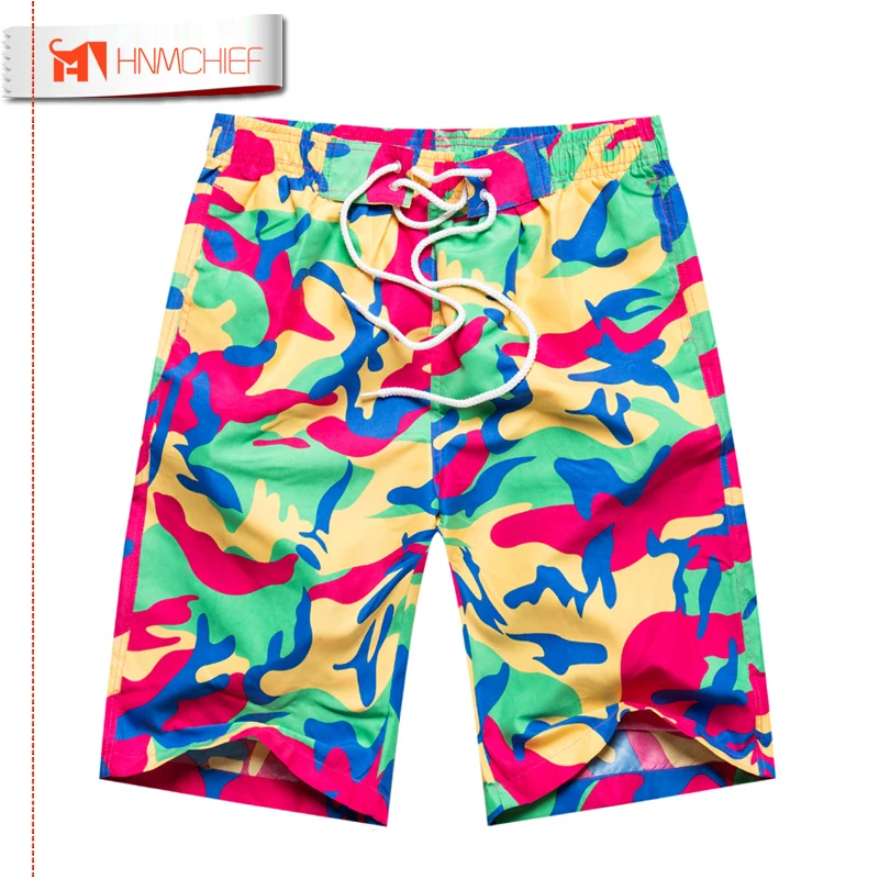 Новинка 2017 мужские летние пляжные шорты HNMCHIEF в клетку полоску со звездами