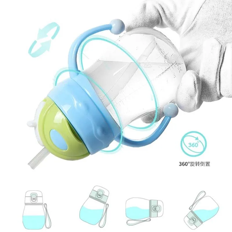 1 шт Детские Обучающие бутылка питьевой воды мягкий чашке с двойной ручкой &amp