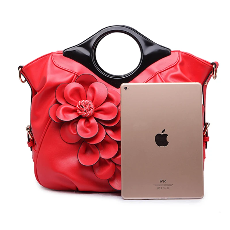 LADSOUL женские кожаные сумки с цветочным принтом высококачественные на плечо