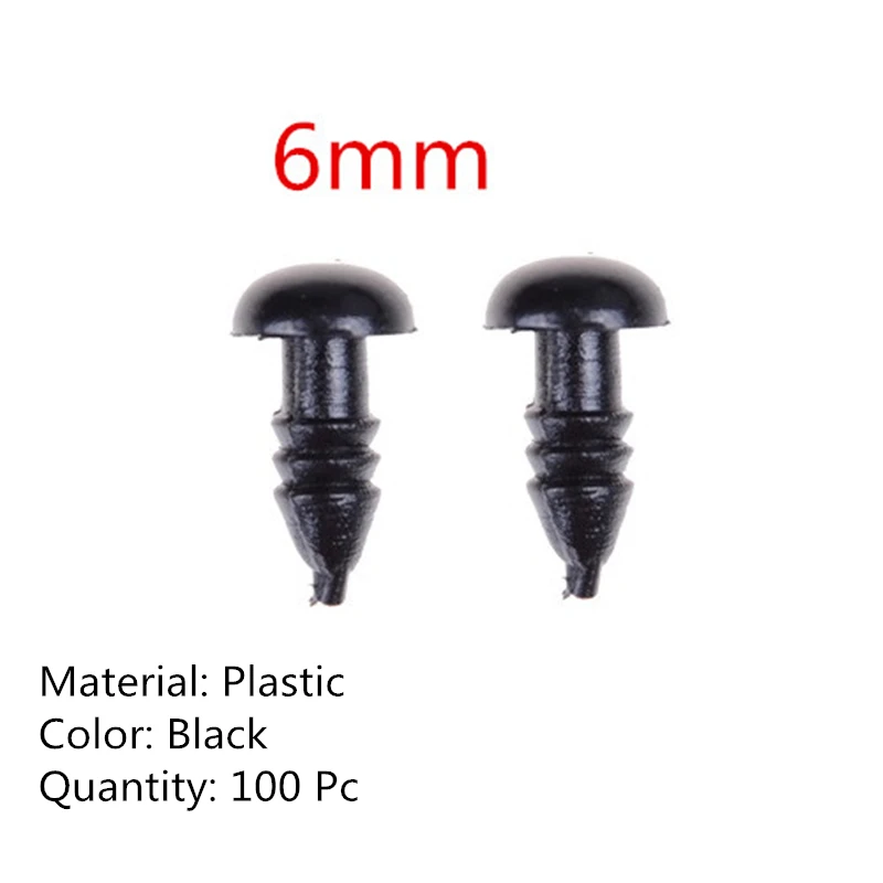 6mm 10/100/300 шт, для детей от 3 до 12 лет мм безопасности Изделия из пластика защитные глаза для плюшевый мишка мягкая игрушка кукла амигуруми аксессуары «сделай сам» - Цвет: 6mm