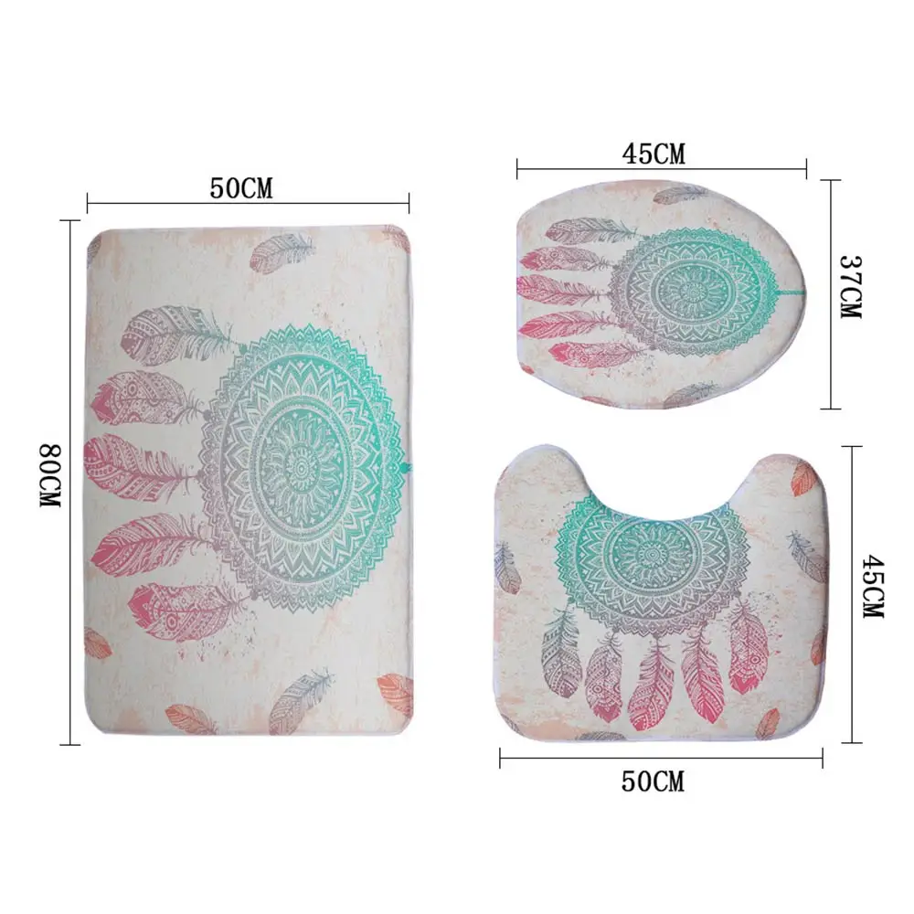 3pcs Toilet Mat Set Miracille Ловец снов набор занавесок для душа водонепроницаемый полиэстер занавески для ванной s 3 шт. коврик для туалета крышка для дома ванная комната - Цвет: 3pcs Toilet Mat Set