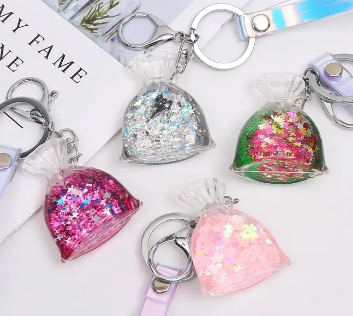 Креативный брелок из Сумочка с блестками Жидкого Акрила зыбучим песком звезда