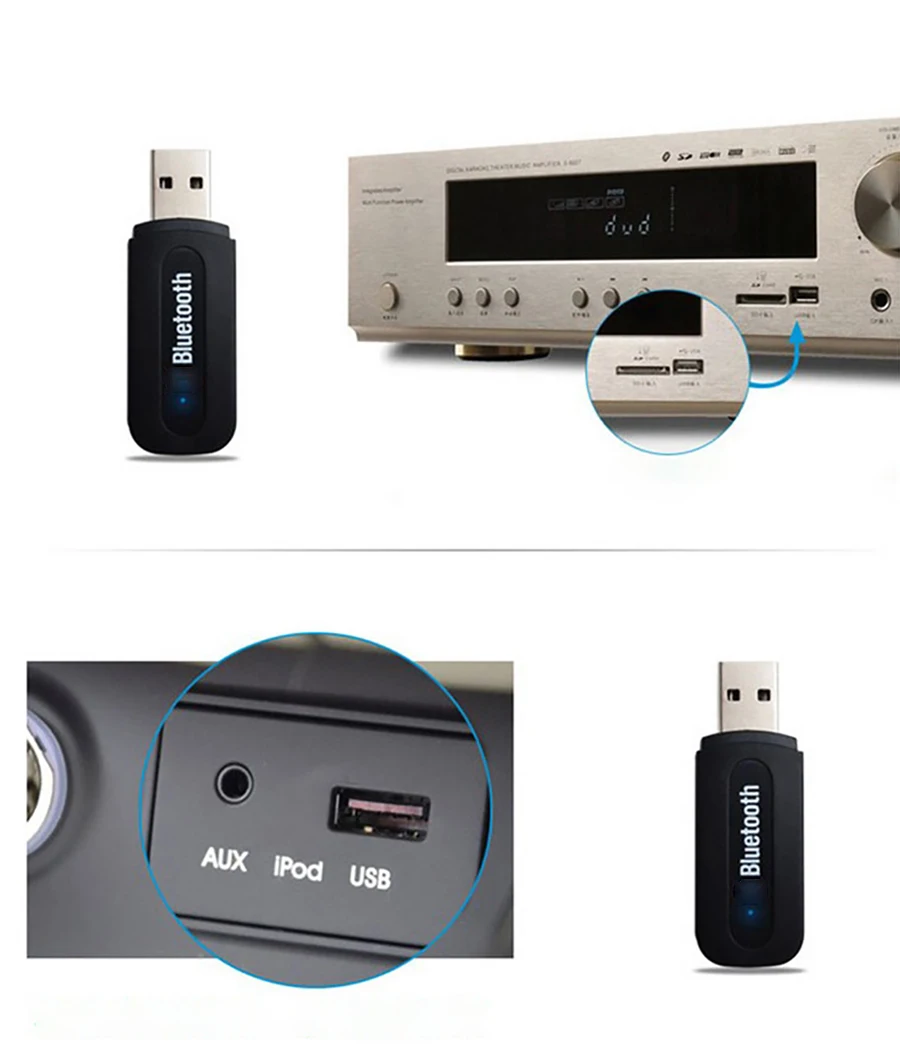 TOPSOURCE USB Bluetooth автомобильный комплект Aux привод аудио приемник адаптер 3,5 мм один выход музыкальный приемник для автомобиля домашние стерео колонки