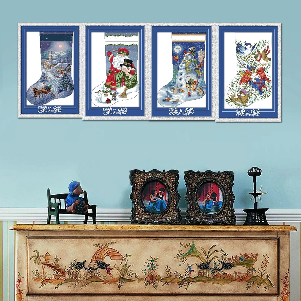 Joy Sunday, Рождество, шток, вышивка крестом, C592C593C594C595, счетный и штампованный Рождественский чулок, рождественские украшения для дома