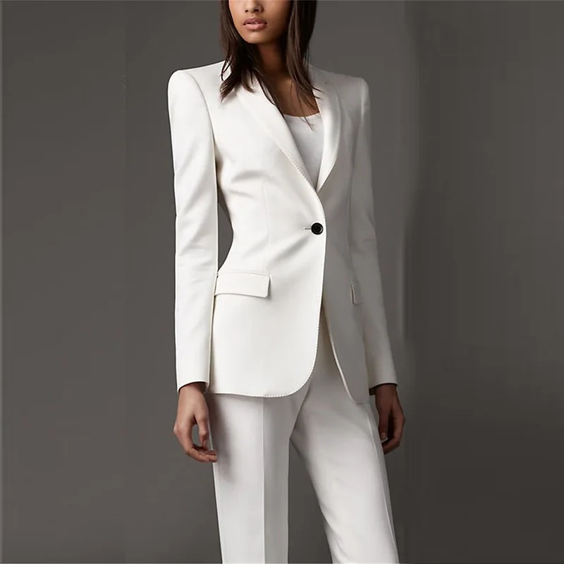 Костюм женский деловой из 2 предметов, белый облегающий модный костюм для о...