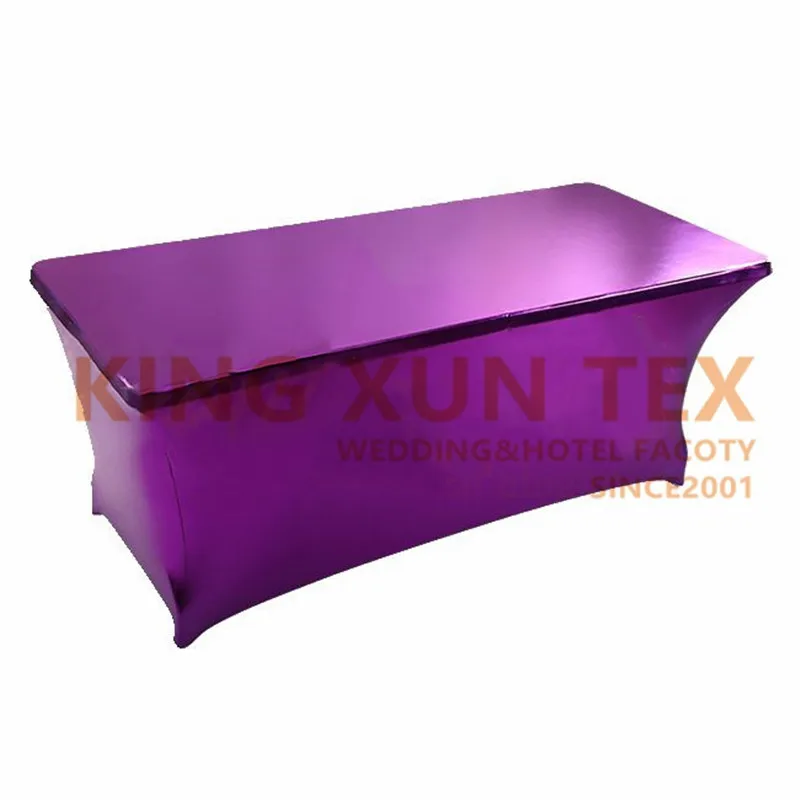 purple Облегающий металлический чехол для стола из спандекса, белая прямоугольная скатерть для украшения свадебного мероприятия - Цвет: purple