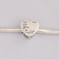 authentic 925 sterling silver bead love you forever heart beads for original pandora charm bracelets bangles jewelry