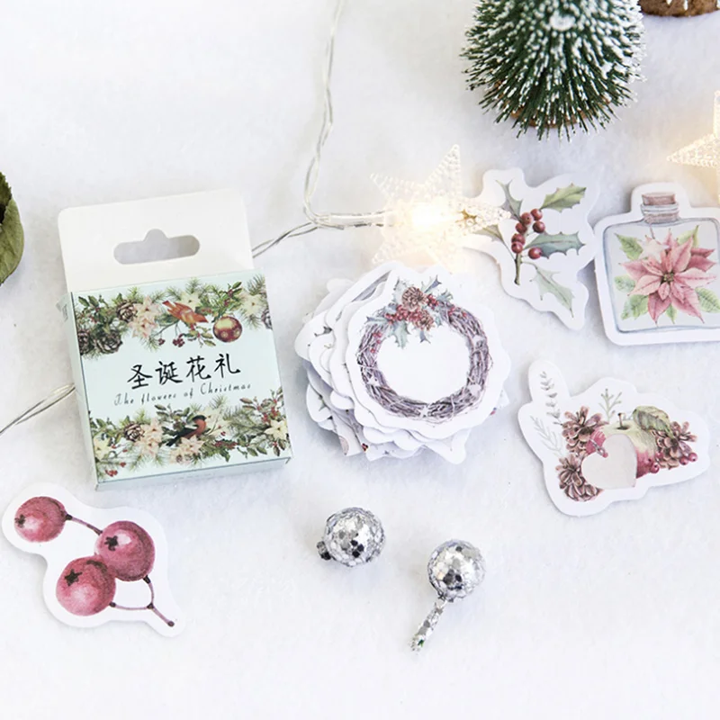 45 ⑤ кор. Рождественские Цветы Подарочная Бумага Клейкая Наклейка Декор DIY