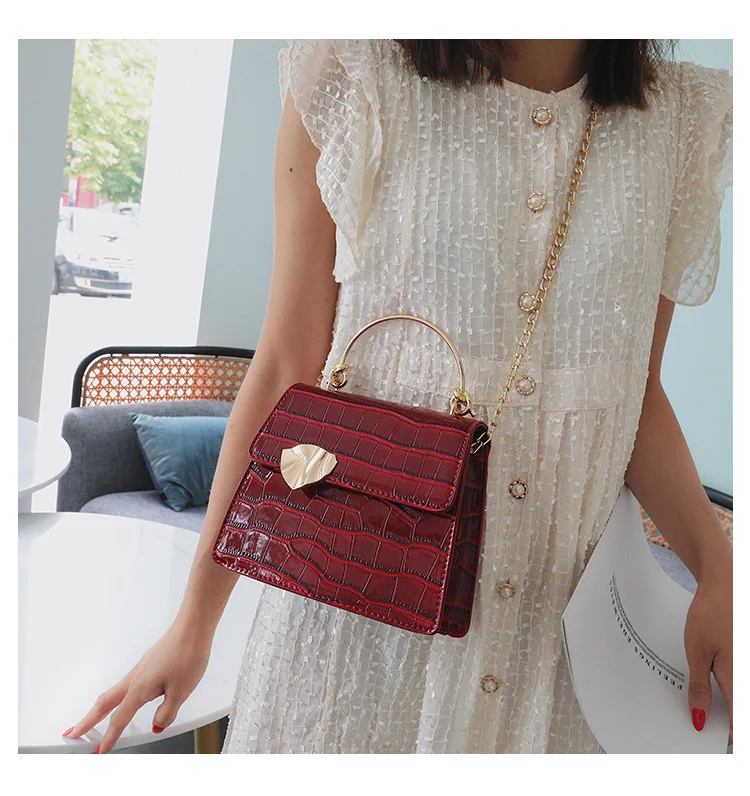 Elegant Female Stone Pattern Tote bag New High Quality PU Leather Women's Designer Handbag Chain Shoulder Messenger Bag