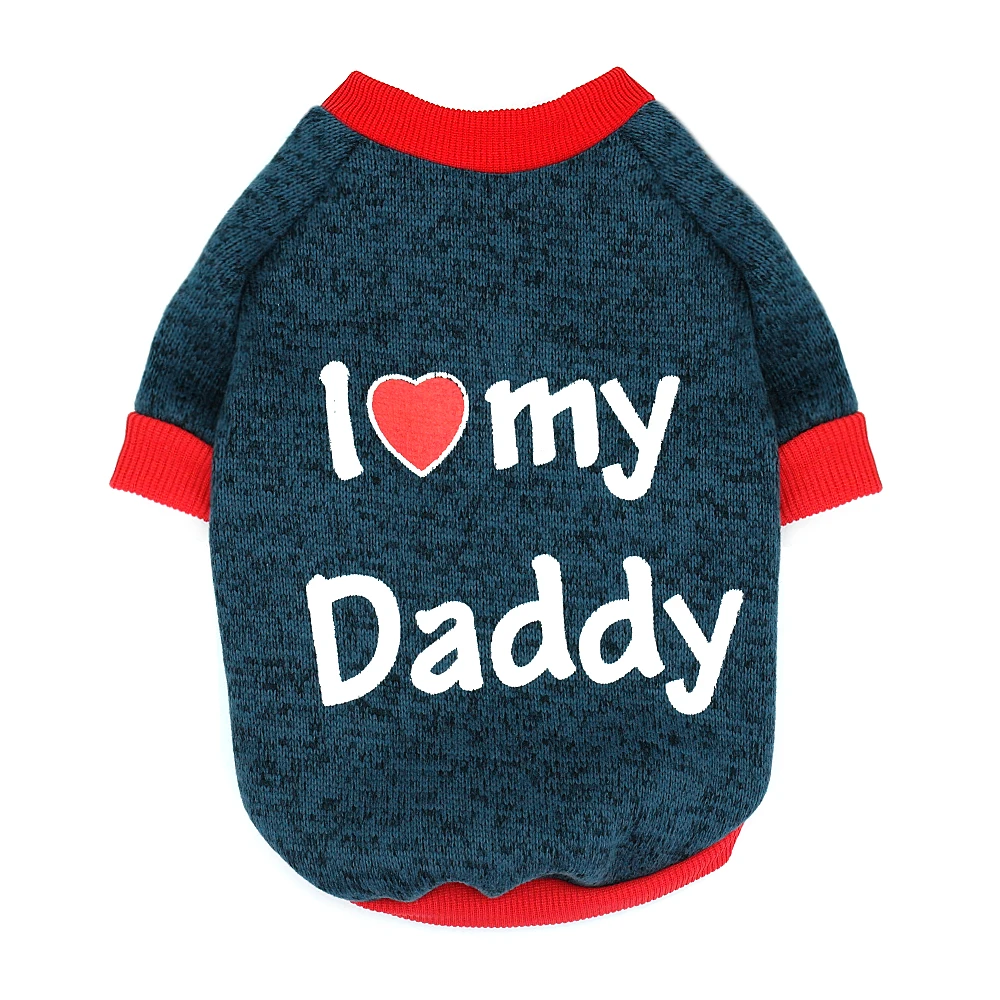 Daddy Маленькая собака одежда с милым щенком кошка одежда хлопковая Футболка Чихуахуа Мопс одежда жилет весна осень домашний костюм я люблю папа мама - Цвет: Daddy