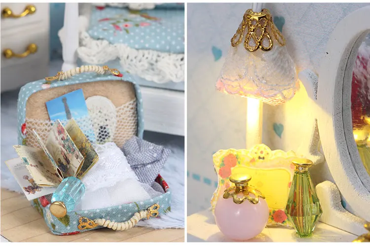 IiE создать Рождественский подарок миниатюрный DIY Каса Кукольный дом Модель Строительный набор светодиодный светильник мебель деревянные игрушечные дома для девочек