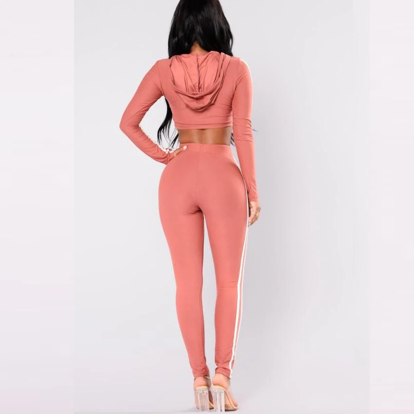 

Ladies Tracksuits Slim Long Sleeve Hooded Crop Top and Pants Sexy Two Piece Outfits For Women Casual Suit Fitness Clothing Se't