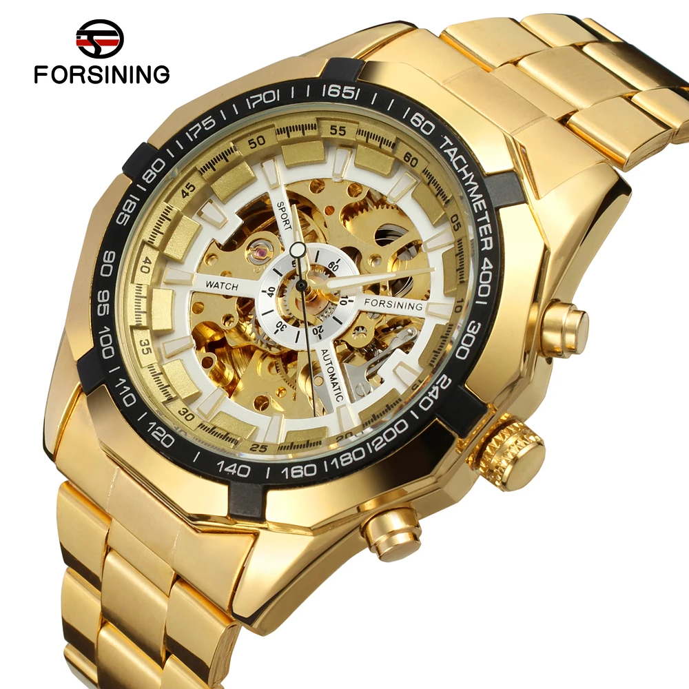 FORSINING мужские часы античный скелет браслет из нержавеющей стали наручные цвет