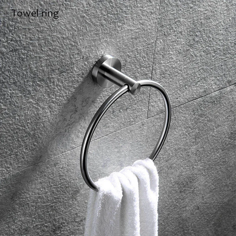 Towel ring Матовая нержавеющая сталь с круглым дном, крепится на стену, аксессуары для полотенец, вешалка для полотенец, держатель для бумаги, крючок для халата, мыльница - Цвет: Towel ring