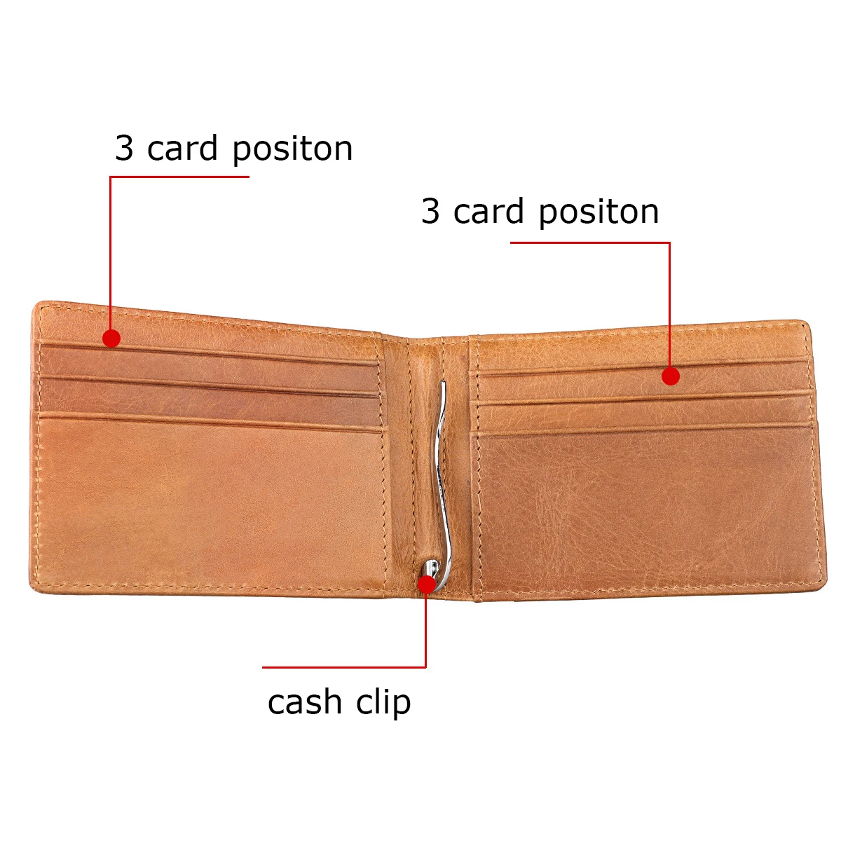 Кошелек мужской из натуральной кожи с RFID защитой и зажимом для денег|Зажимы