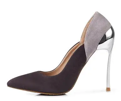 10 cm heel Новинка; женские замшевые разноцветные пикантные туфли-лодочки на высоком каблуке-шпильке с острым носком без застежки; вечерние туфли-лодочки на каблуке 12 см - Цвет: 10 cm heel