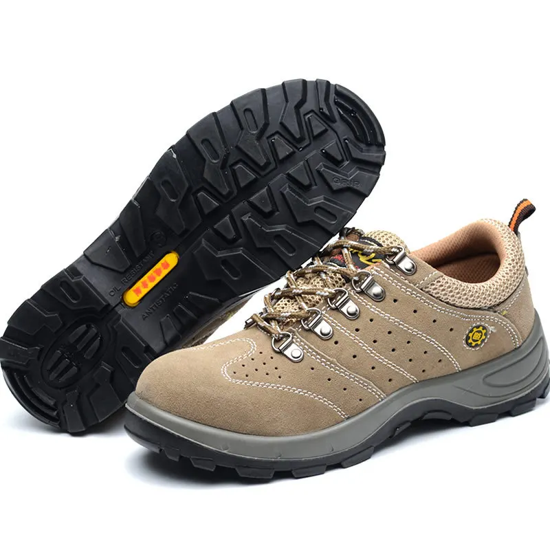 Мужские дышащие стальные ботинки большого размера рабочие защитные из коровьей