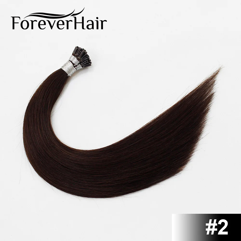 #2 FOREVER HAIR 1 г/локон 1" 18" 2" 24" Настоящие Remy Предварительно скрепленные человеческие волосы для наращивания кератин I Tip прямые человеческие волосы на капсуле 50 г/pac - Цвет: #2