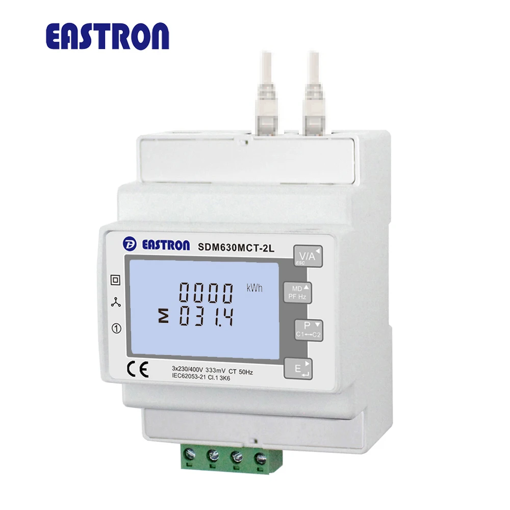 SDM630MCT-2L 3 фазы двойной нагрузки панель установленны и на din-рейку modbus счетчик электроэнергии