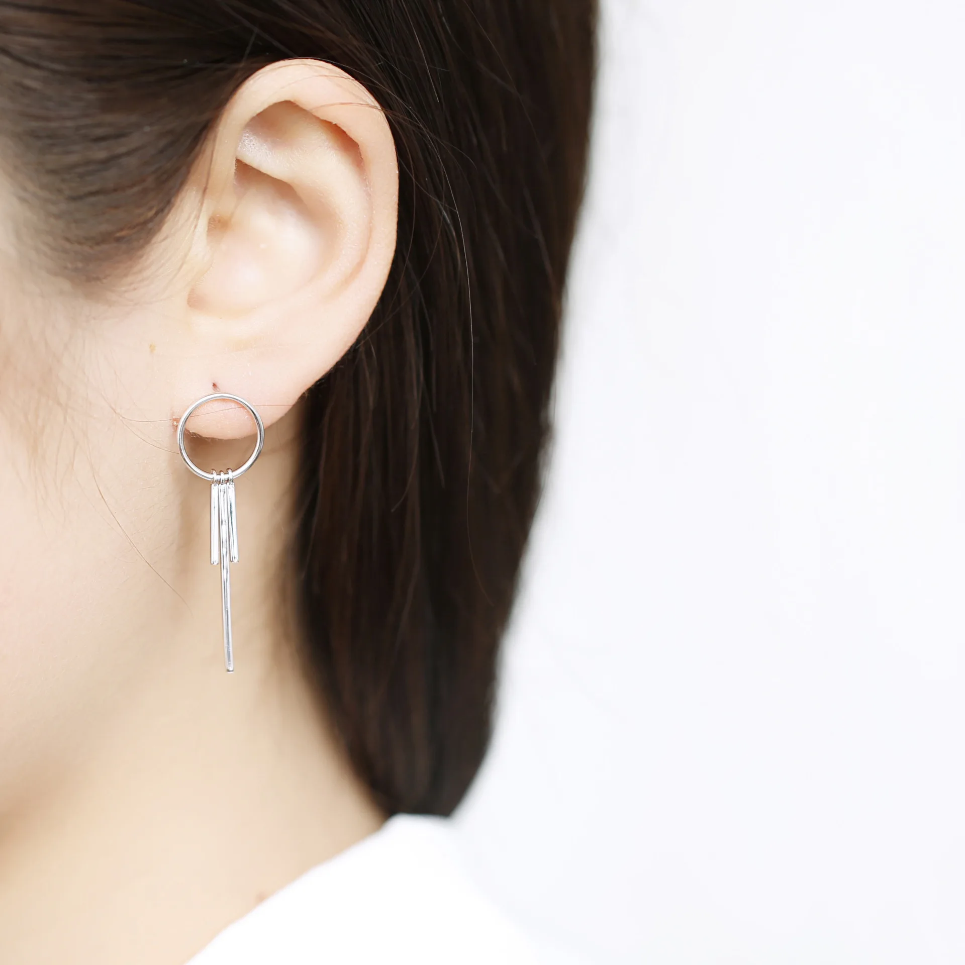 Круг Ленточки 100% стерлингового серебра 925 ювелирные гипоаллергенный серьги для