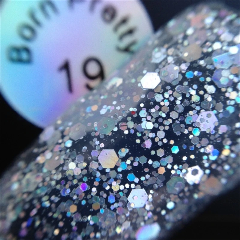 Родился Довольно Белый Дизайн ногтей Гель лак Блёстки блеск 10 мл Soak Off Сияющий UV