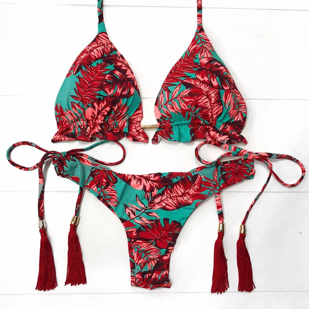 Женский привлекательный купальник женский сексуальный летний бикини однотонный