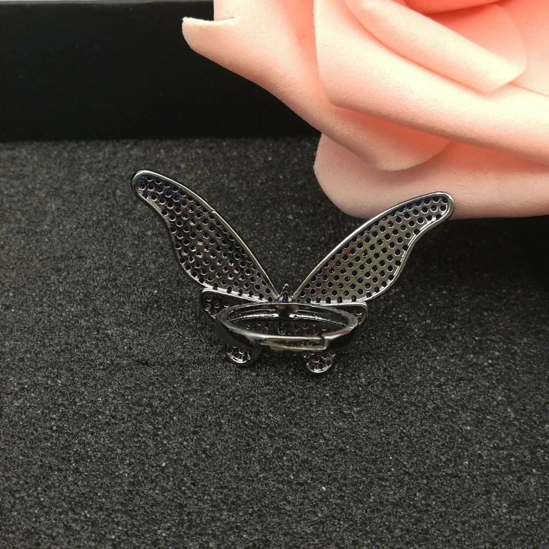 HIBRIDE синие и фиолетовые регулируемые женские кольца с большой бабочкой микро 2