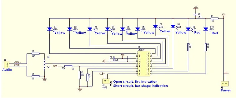 LM3915 DC 9 V-12 V 10 светодиодный звук аудио анализатор спектра комплект индикатор уровня DIY Electoronics пайки практика набор для лабораторий