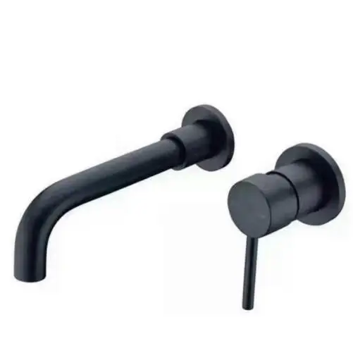 High Quality Round 2 Hole In Wall Sink Basin Mixer Tap faucet Bathroom Spout Faucet Single Lever Matt Black/ Chrome | Обустройство