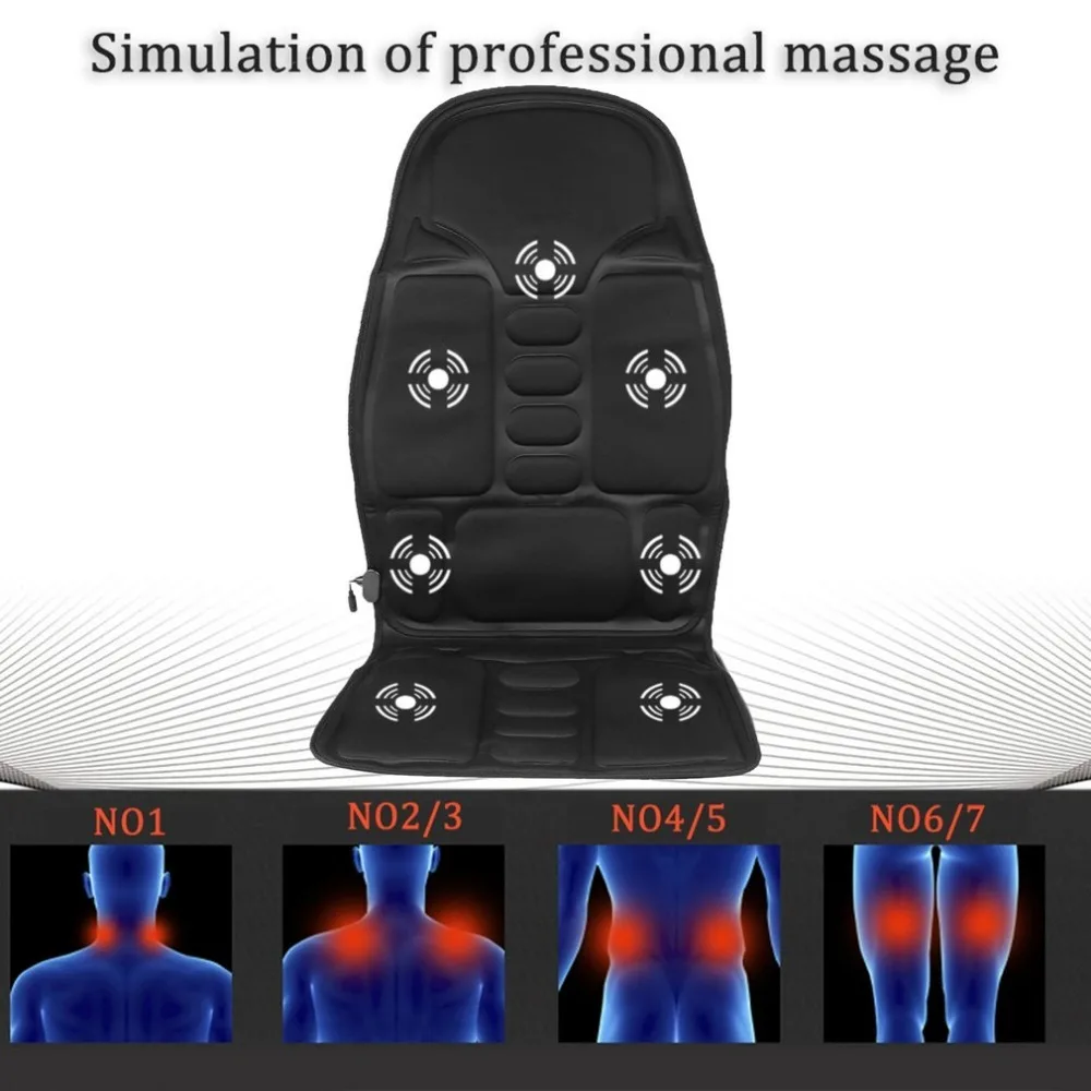 Car Household Office Full Body Massage Cushion Lumbar Heat Vibration Neck Back Relaxation Seat EU/US Plug new |