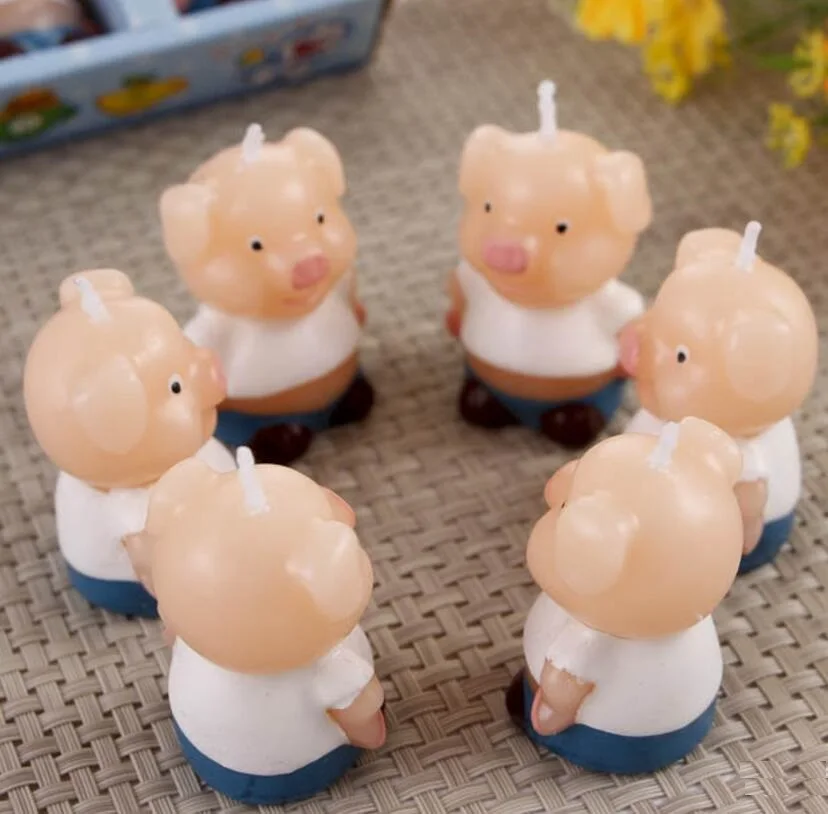 

12pcs Lovely Pig Candle For Wedding Baby Shower Birthday Souvenirs Gifts Favor Packaged with PVC Box