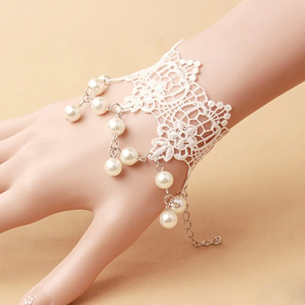 hot sale Women Wedding Lace Bracelet with Pearl Female Bride Retro Bracelet fashion Bridal Gloves