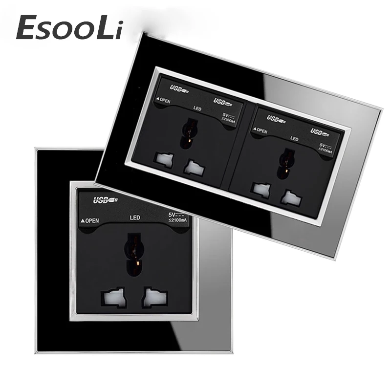 EsooLi универсальный стандарт Великобритании Разъем USB 146/86 Тип 13A/10A роскошный