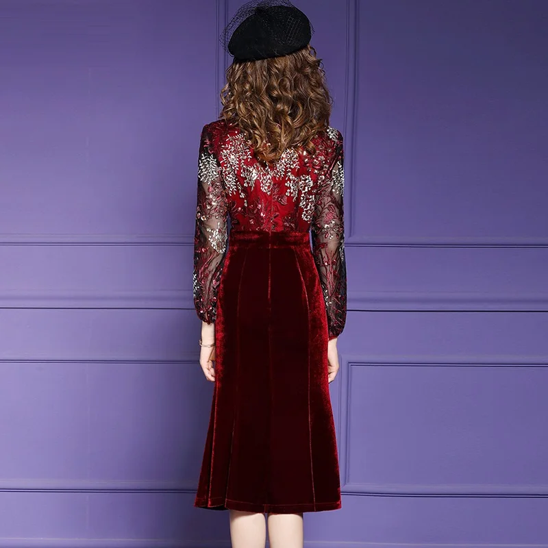 Embroidery long dress xxl 2019 new Superior quality Long sleeves Party Dress Plus Size ladies winter Vintage dresses for women | Женская
