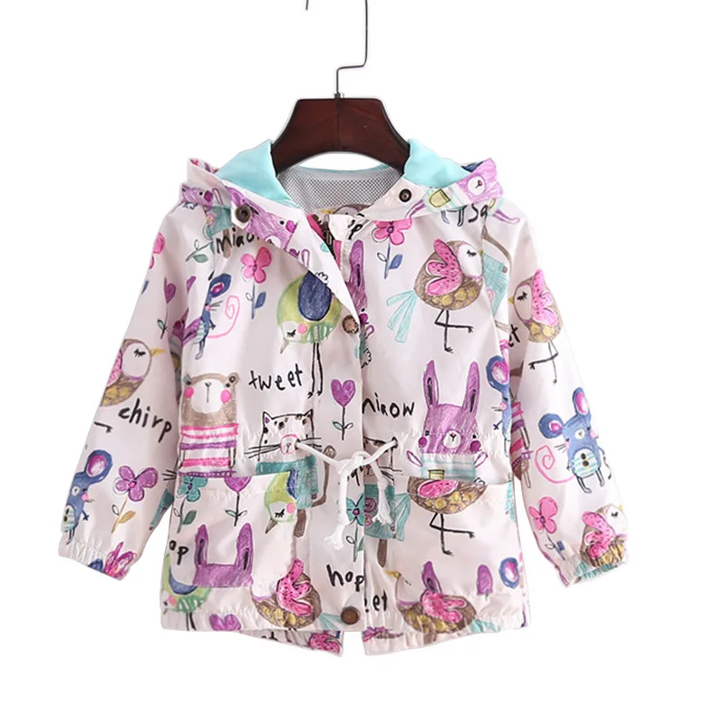Осень 2020 куртка для девочек ветровка детский дождевик пальто с мультяшным