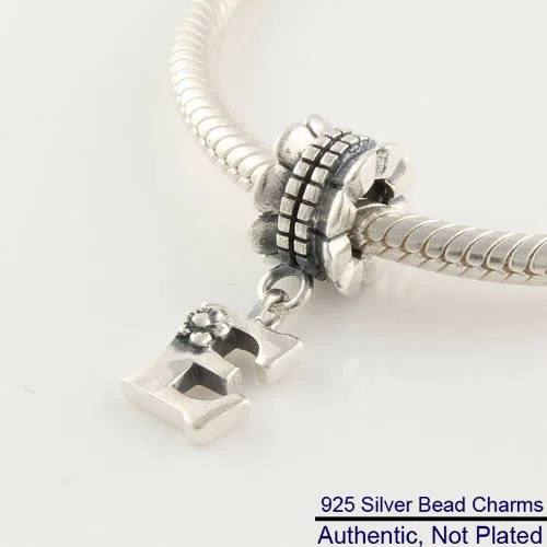 Подходит для браслетов Pandora Beads Letter E Charms 925 пробы-серебро-ювелирные изделия