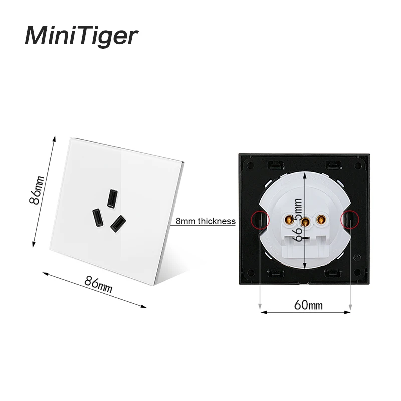 Minitiger 3 полюса стандарт AU кондиционирование воздуха настенная стеклянная панель