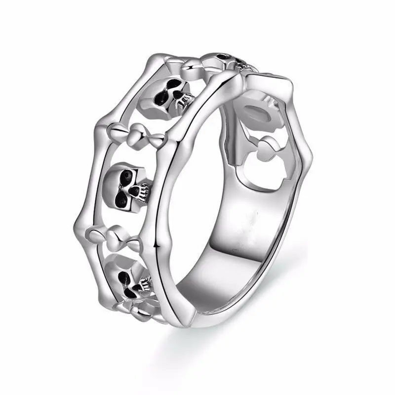 

Ring Size 5-10 Fashion Anniversary Punk Band Silver Color Skull Women Jewelry