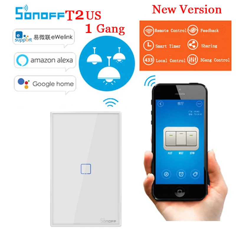 Sonoff TX T2 США 1 комплект беспроводной умный дом дистанционное управление Wi Fi