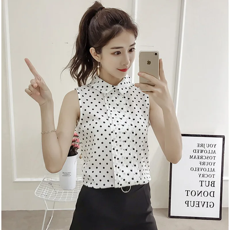 2019 Новая модная летняя женская блузка и топ с воротником Питер Пэн шифоновая