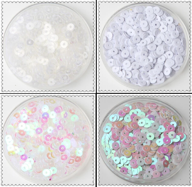 Прозрачные блестки белого цвета, 40 грамм, 4 цвета, s, 4 мм