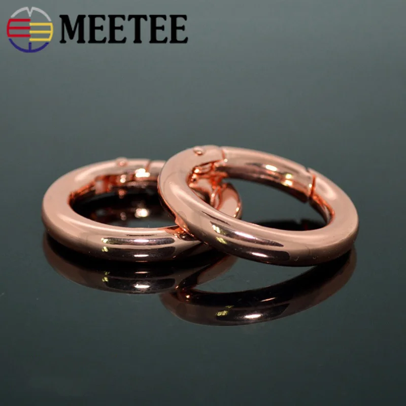 Meetee 20pcs 11-37mm Rose Gold Metal Spring Gate O Ring Buckles Openable Keyring Hook Craft DIY Bags Clip Trigger Accessories | Дом и сад