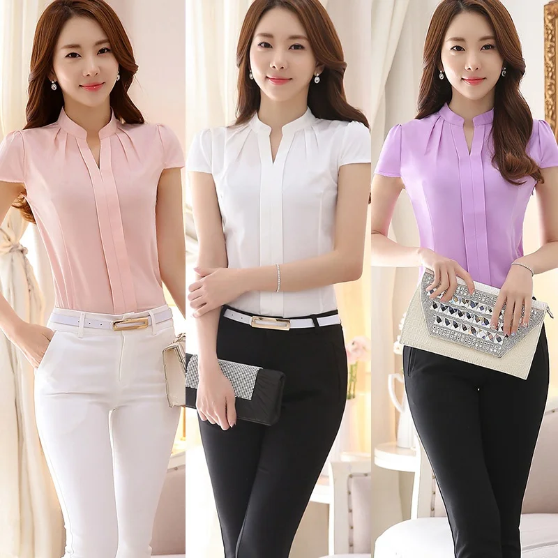 Блузка женская белая розовая с коротким рукавом| |