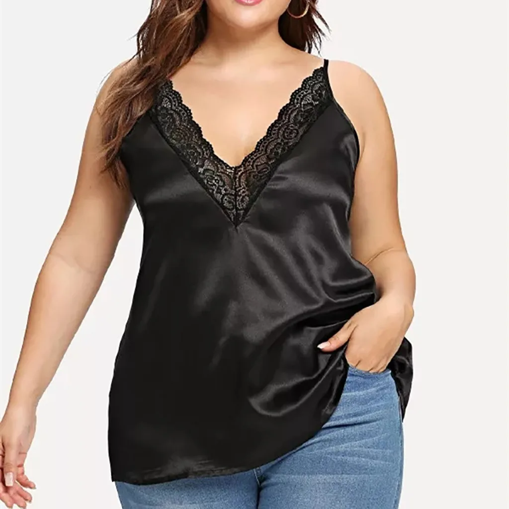 

Fashionable Style Summer Silk Tank Top 2019 Women Sexy V Neck Basic Tops Blusas Casual Womens Vest Lace Camisole Crop Tops
