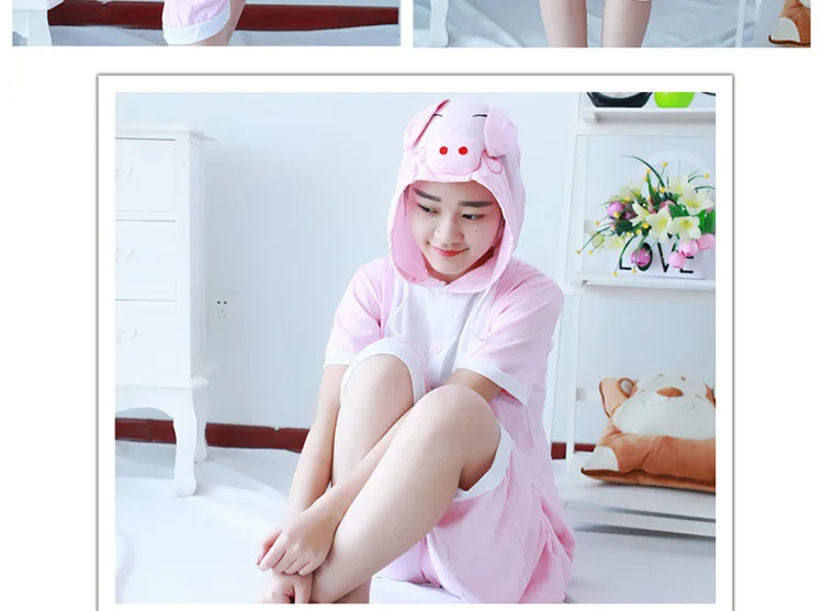 Поросенок Косплей лето новый мультфильм цельная пижама Пикачу хлопок с коротким