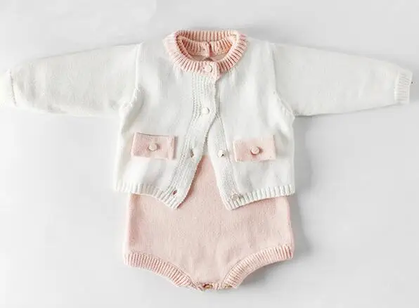 Pink Sets Комбинезон для маленьких девочек; Детские комбинезоны для новорожденных; вязаная одежда для малышей; весна г.; одежда для маленьких девочек; хлопок; комбинезон принцессы для девочек - Цвет: Pink Sets