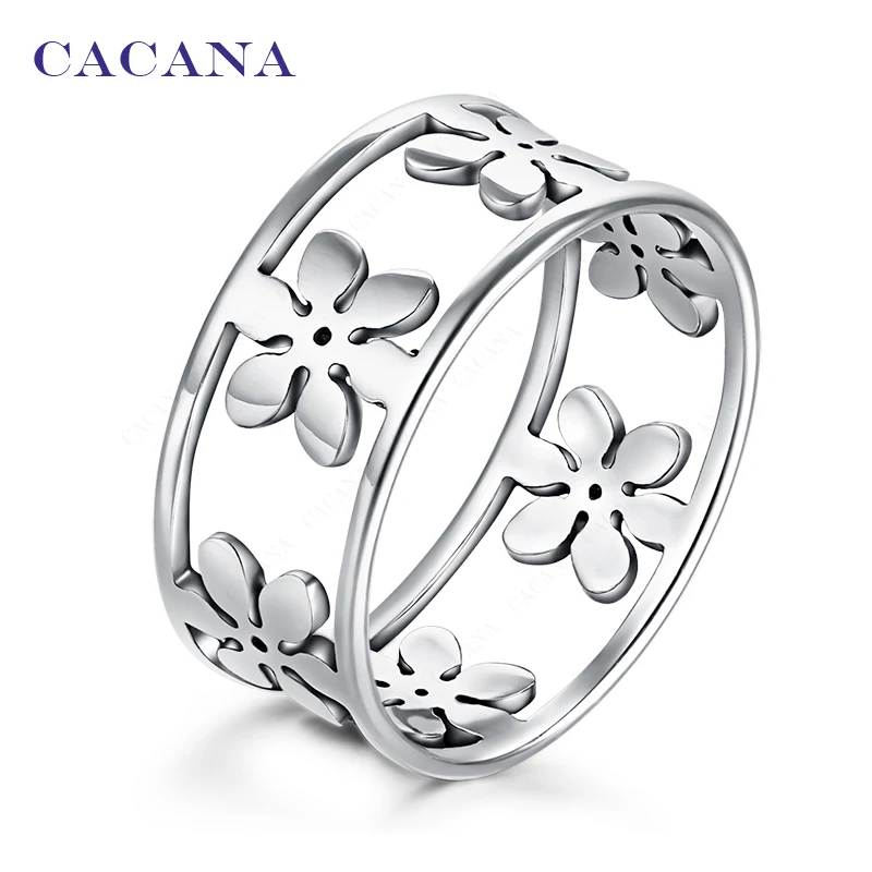 

CACANA Stainless Steel Rings For Women Five Petals Fashion Jewelry Wholesale NO.R41