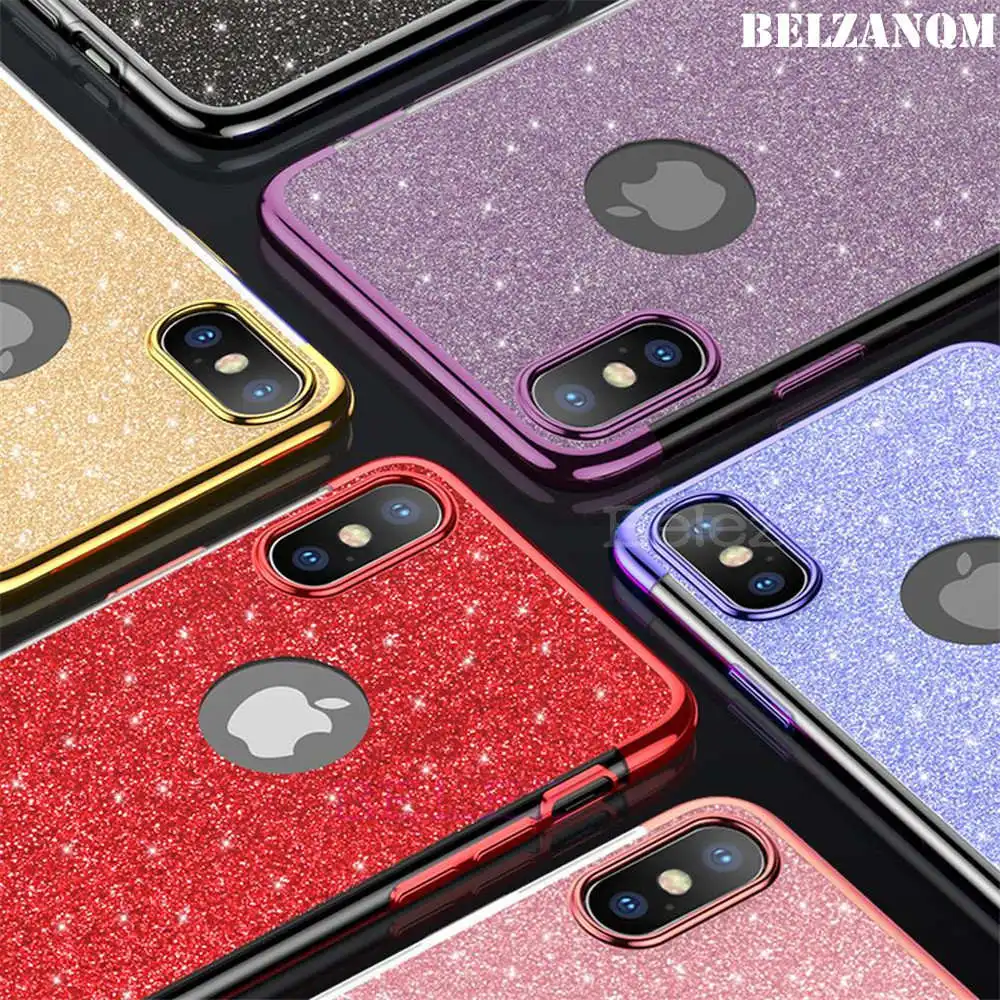 Для iphone XR XS Max 7 8 plus роскошные Мягкий пластиковый чехол с блестками силиконовое