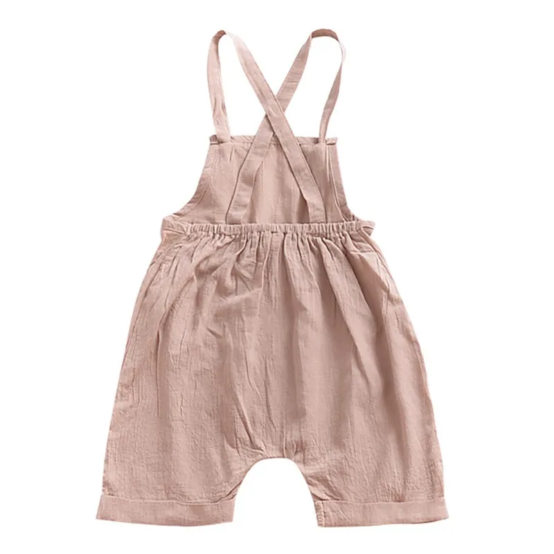 2018 хлопковый комбинезон для маленьких девочек однотонный на подтяжках мальчиков
