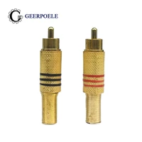 2 pcslot gold plating rca male and female av audio plug connector housing stereo plug channel headphone dual diy